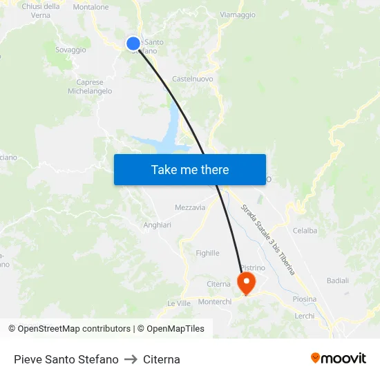 Pieve Santo Stefano to Citerna map