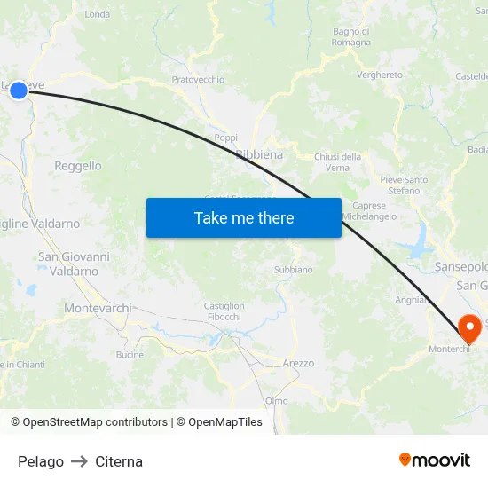 Pelago to Citerna map