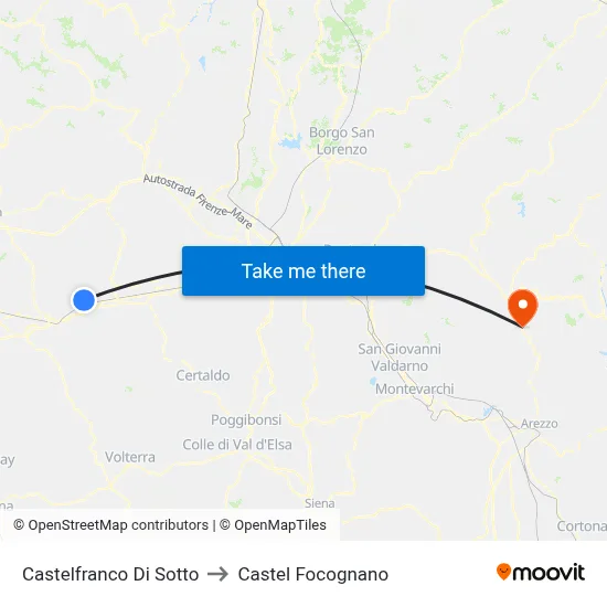 Castelfranco Di Sotto to Castel Focognano map
