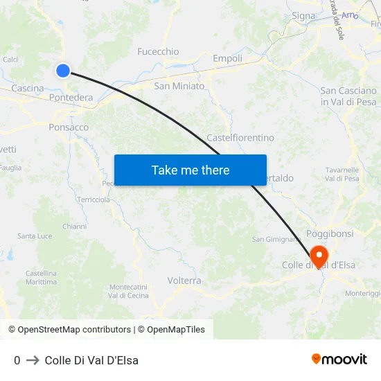 0 to Colle Di Val D'Elsa map