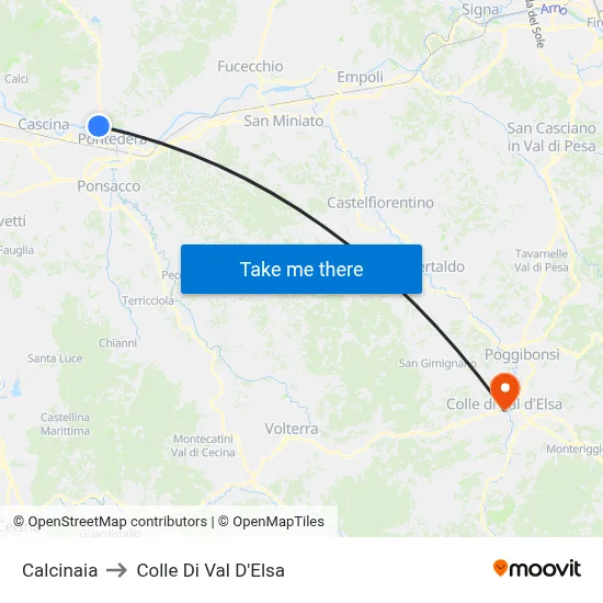 Calcinaia to Colle Di Val D'Elsa map