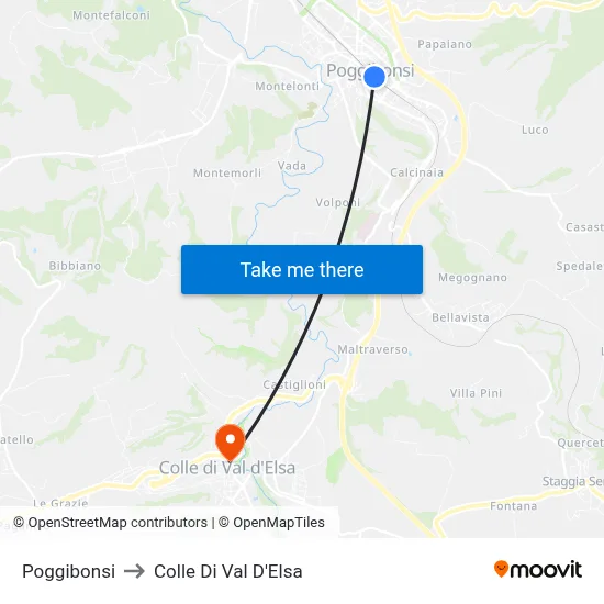 Poggibonsi to Colle Di Val D'Elsa map