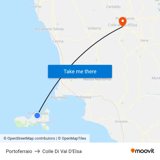 Portoferraio to Colle Di Val D'Elsa map