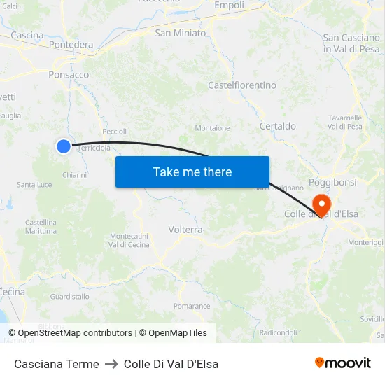 Casciana Terme to Colle Di Val D'Elsa map