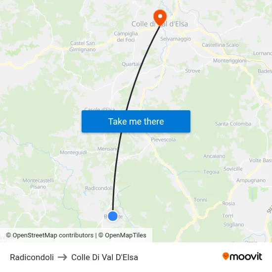Radicondoli to Colle Di Val D'Elsa map