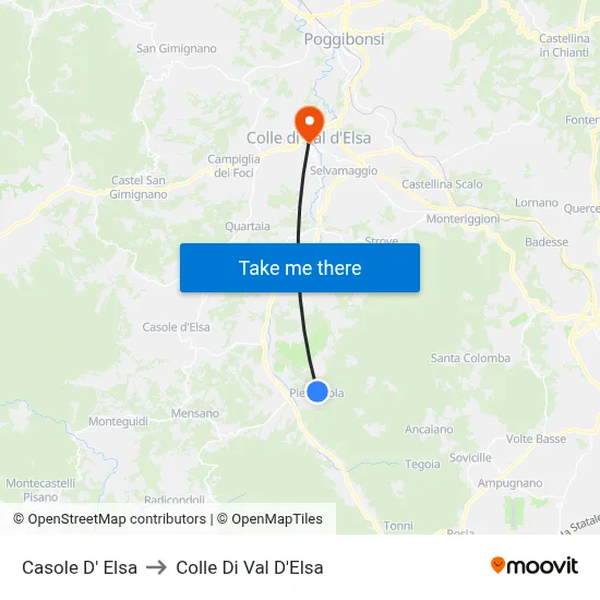Casole D'Elsa to Colle Di Val D'Elsa map
