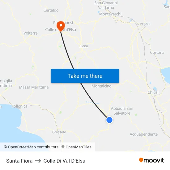 Santa Fiora to Colle Di Val D'Elsa map