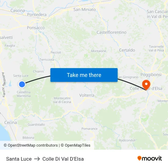 Santa Luce to Colle Di Val D'Elsa map