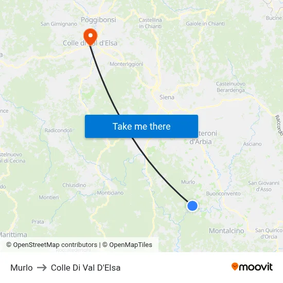Murlo to Colle Di Val D'Elsa map
