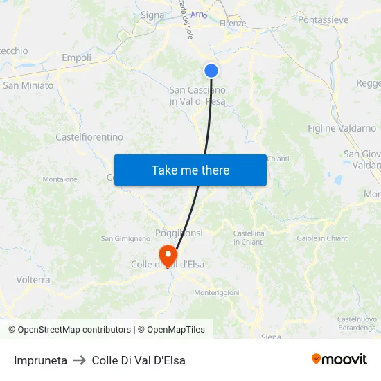 Impruneta to Colle Di Val D'Elsa map