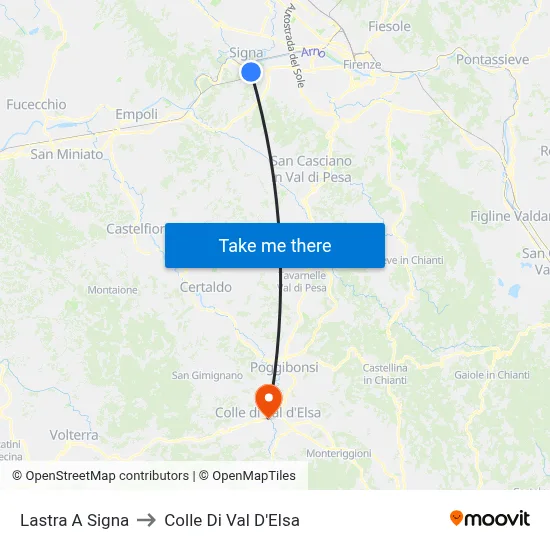 Lastra A Signa to Colle Di Val D'Elsa map