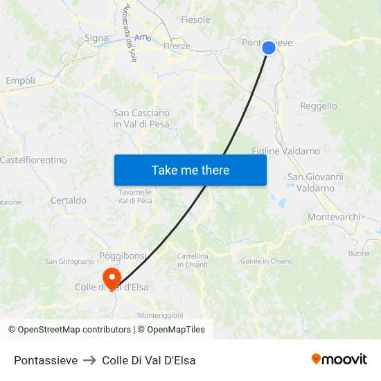 Pontassieve to Colle Di Val D'Elsa map