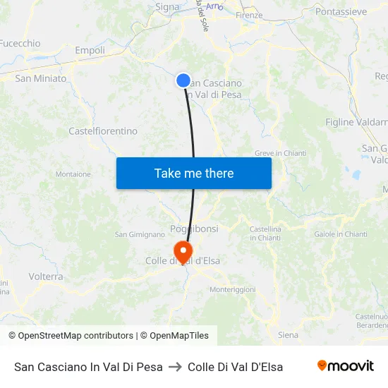 San Casciano In Val Di Pesa to Colle Di Val D'Elsa map