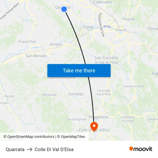 Quarrata to Colle Di Val D'Elsa map