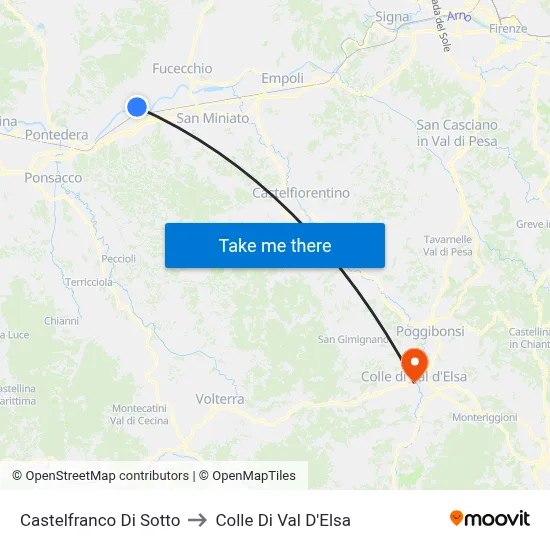 Castelfranco Di Sotto to Colle Di Val D'Elsa map