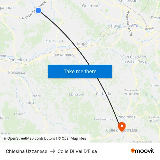 Chiesina Uzzanese to Colle Di Val D'Elsa map
