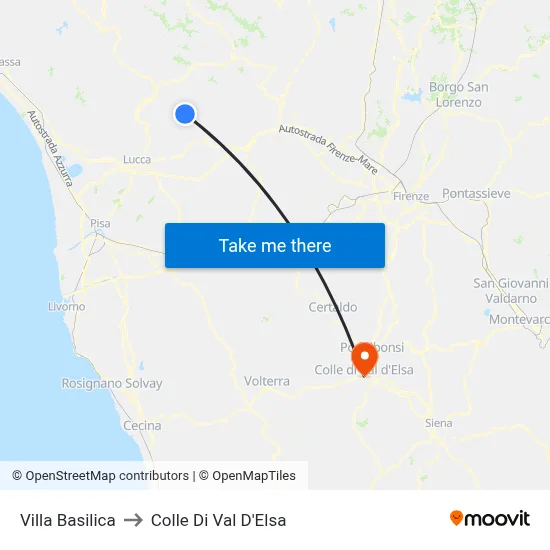 Villa Basilica to Colle Di Val D'Elsa map
