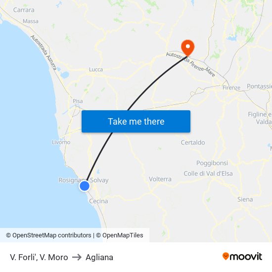 V. Forli',  V. Moro to Agliana map