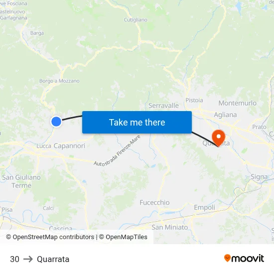 30 to Quarrata map