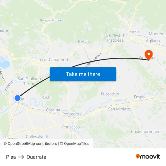 Pisa to Quarrata map