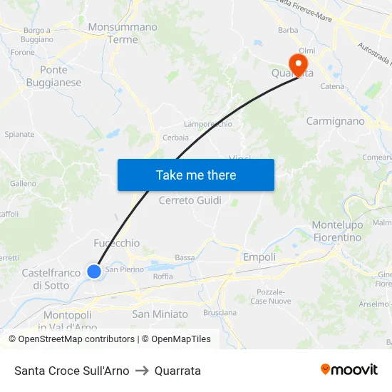 Santa Croce Sull'Arno to Quarrata map