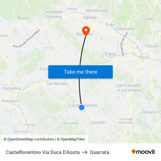 Castelfiorentino Via Duca D'Aosta to Quarrata map
