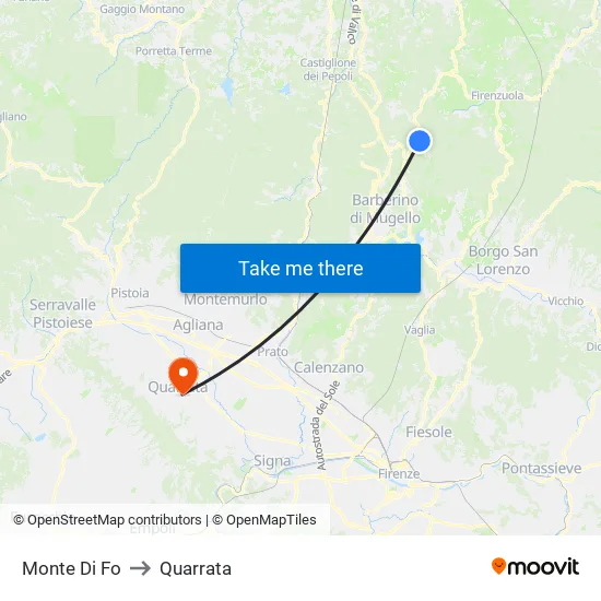 Monte Di Fo to Quarrata map