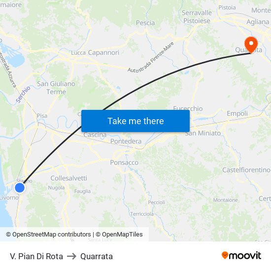 V. Pian Di Rota to Quarrata map