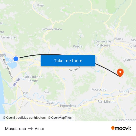 Massarosa to Vinci map