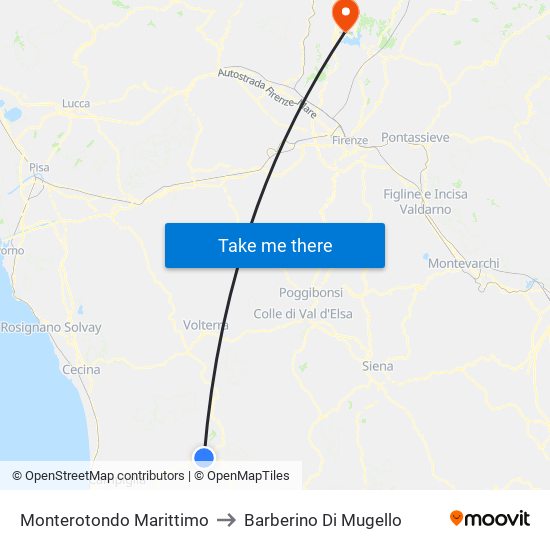 Monterotondo Marittimo to Barberino Di Mugello map