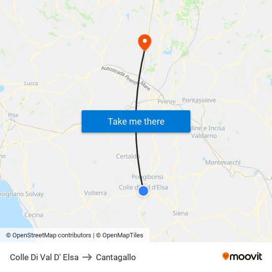 Colle Di Val D' Elsa to Cantagallo map