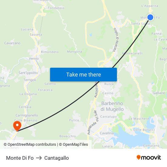 Monte Di Fo to Cantagallo map