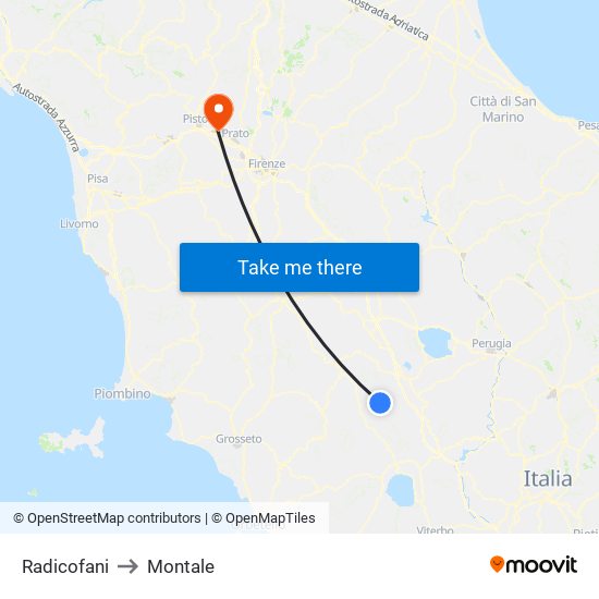 Radicofani to Montale map