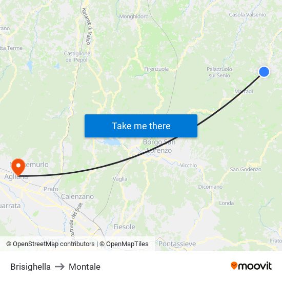 Brisighella to Montale map