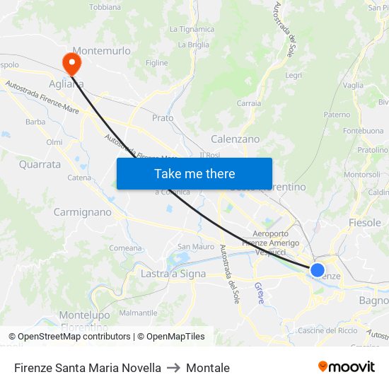 Firenze Santa Maria Novella to Montale map