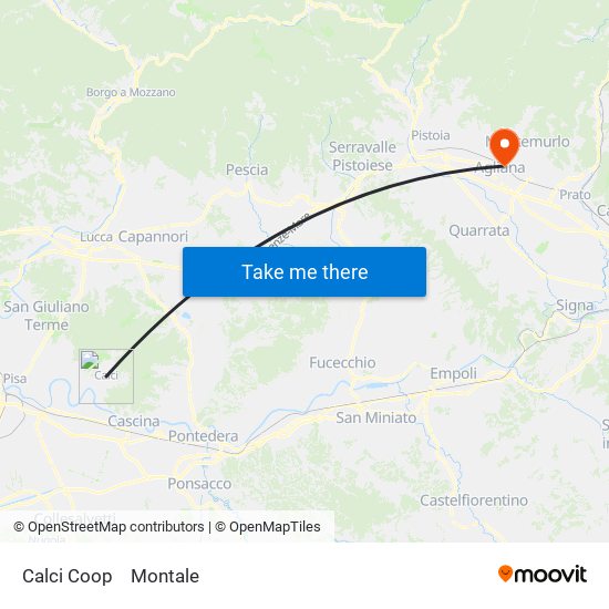 Calci Coop to Montale map