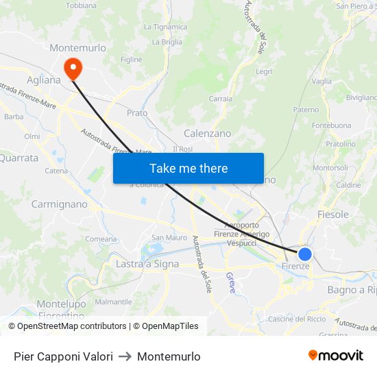 Pier Capponi Valori to Montemurlo map