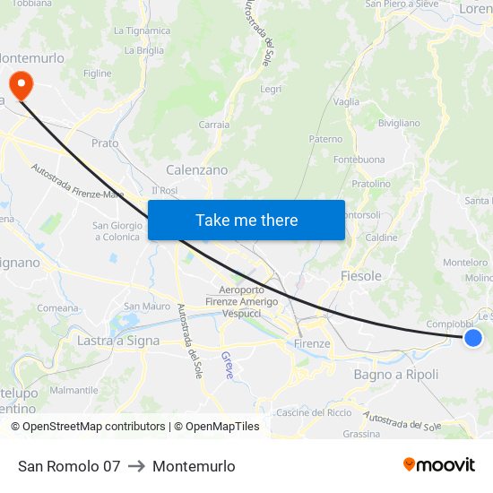 San Romolo 07 to Montemurlo map