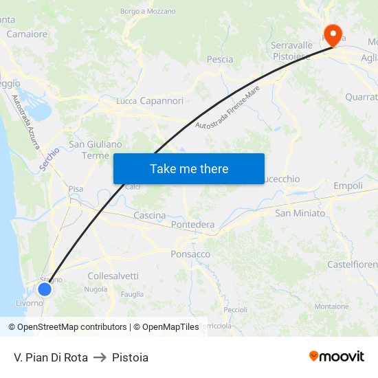 V. Pian Di Rota to Pistoia map