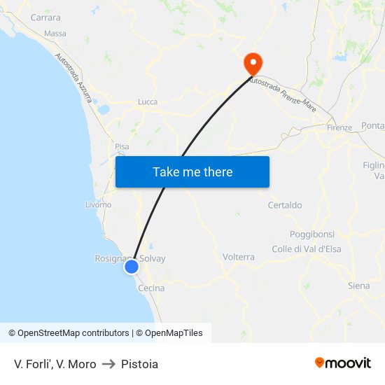 V. Forli',  V. Moro to Pistoia map