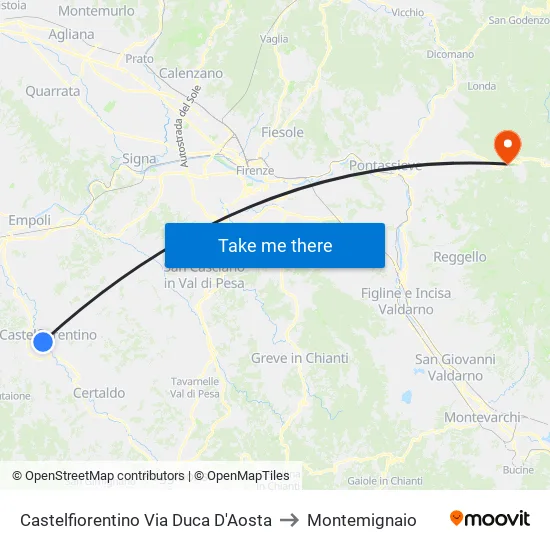 Castelfiorentino Via Duca D'Aosta to Montemignaio map