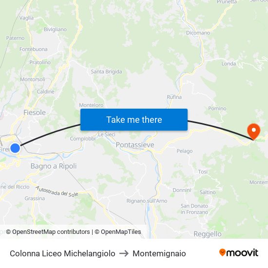 Colonna Liceo Michelangiolo to Montemignaio map