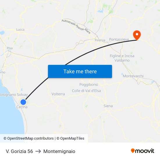 V. Gorizia 56 to Montemignaio map