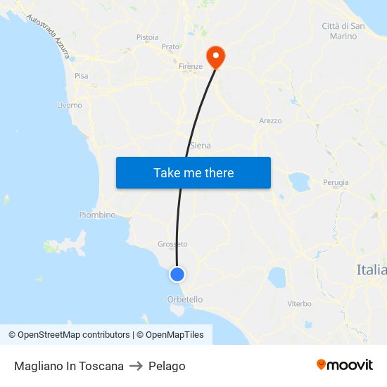 Magliano In Toscana to Pelago map