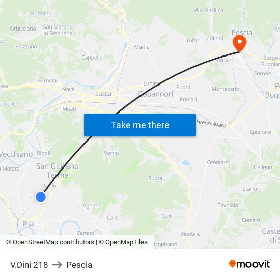 V.Dini 218 to Pescia map