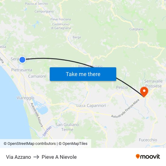 Via Azzano to Pieve A Nievole map