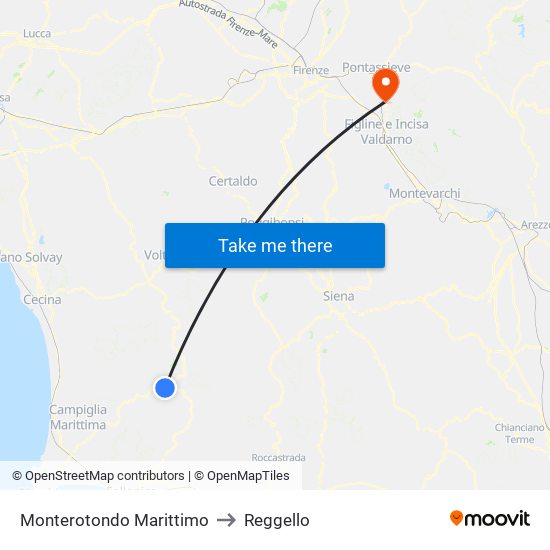 Monterotondo Marittimo to Reggello map