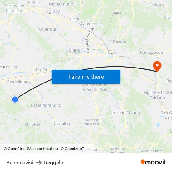 Balconevisi to Reggello map
