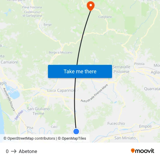 0 to Abetone map