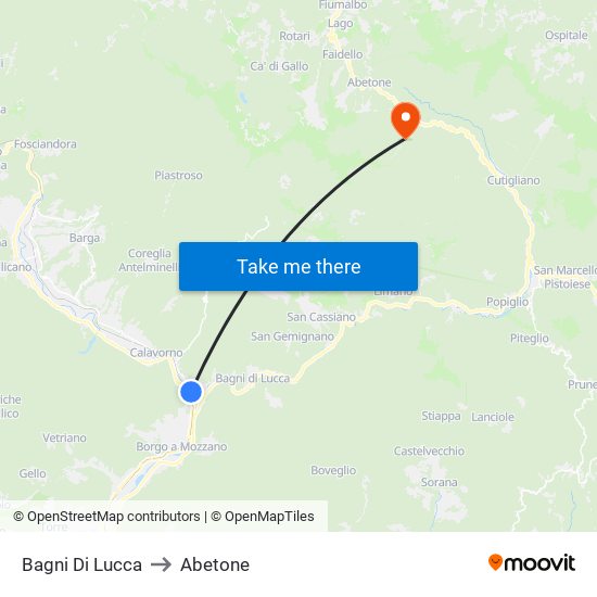 Bagni Di Lucca to Abetone map